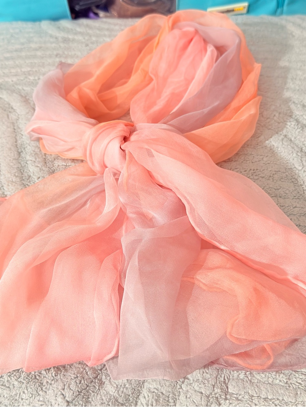 Elegant Coral Pink Sheer Women's Scarf 💯 silk
